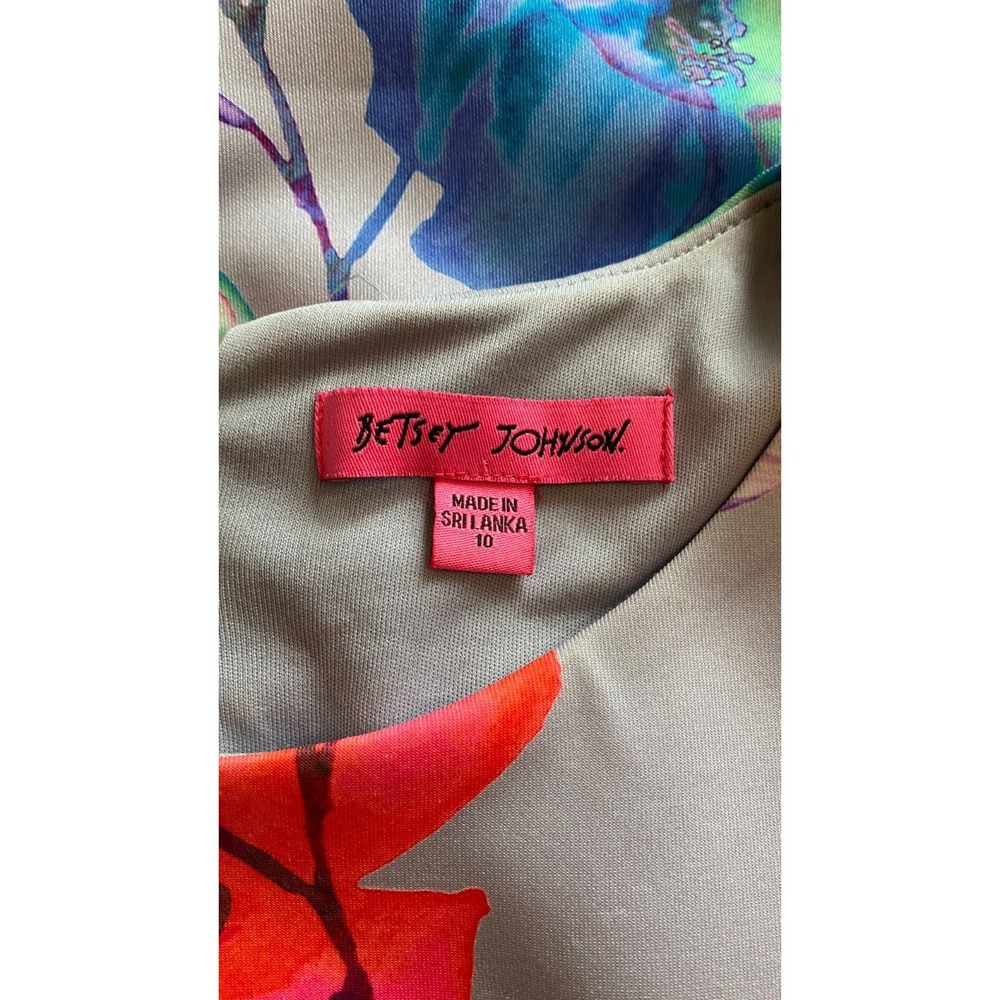 Betsey Johnson Floral Shift Dress Size 10‎ Cap Sleeve Gray Multicolor Retro - Picture 9 of 13
